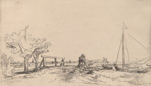 シックスの橋、1645 年。 作： Rembrandt van Rijn