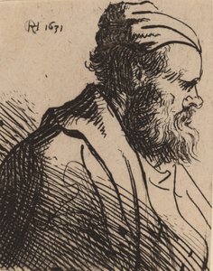 帽子をかぶった短鼻の男、1630 年以前。 作： Rembrandt van Rijn