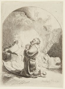 祈る聖ヒエロニムス 作： Rembrandt van Rijn