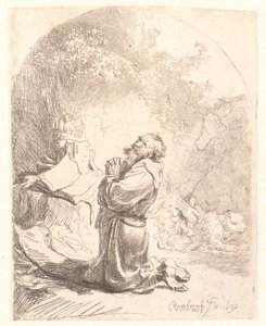 聖ジェロームの祈り: アーチ型プリント 作： Rembrandt van Rijn