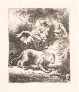 聖ジェローム読書 作： Rembrandt van Rijn