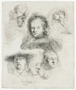 サスキアなどの頭部研究 作： Rembrandt van Rijn