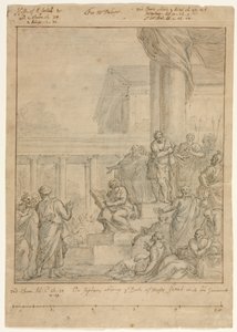 衣を引き裂くヨシヤ王の習作 作： Rembrandt van Rijn