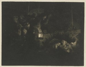羊飼いの礼拝 羊飼いの崇拝：夜の作品 作： Rembrandt van Rijn