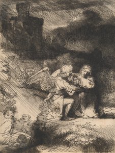 庭の苦悶、1657年頃（エッチングとドライポイント） 作： Rembrandt van Rijn