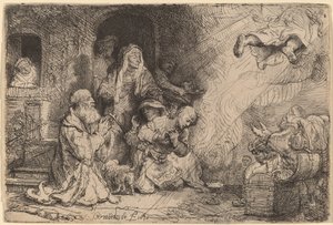 トビアスの家族を離れる天使 作： Rembrandt van Rijn