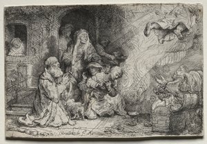 トビト家を出た天使 作： Rembrandt van Rijn