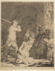 洗礼者ヨハネの斬首。 作： Rembrandt van Rijn