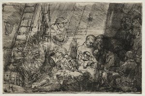 馬小屋の割礼、1654年。 作： Rembrandt van Rijn