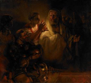 聖ペテロの否定、1660 作： Rembrandt van Rijn