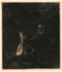 エジプトへの逃避：夜の作品 作： Rembrandt van Rijn