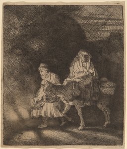 エジプトへの逃避：夜の作品 作： Rembrandt van Rijn