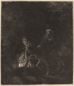エジプトへの逃避：夜の作品 作： Rembrandt van Rijn