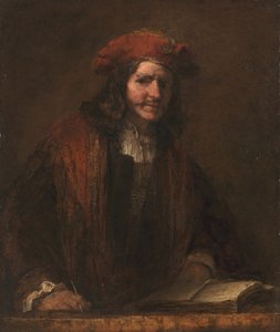 赤い帽子の男c。 1660 作： Rembrandt van Rijn
