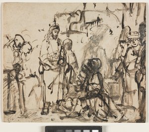 ラザロの死後のマルタとマリアとのキリストの出会い、1662-65年 作： Rembrandt van Rijn