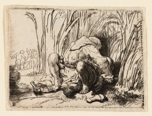 トウモロコシ畑の修道士 作： Rembrandt van Rijn