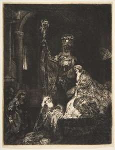 テンプルインザダークマナーでのプレゼンテーション1654年。 作： Rembrandt van Rijn