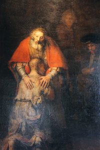 「放蕩息子の帰還」、c1665-c1669 作： Rembrandt van Rijn