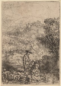 羊飼いとその家族 作： Rembrandt van Rijn