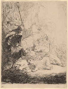 小さなライオン ハント (2 頭のライオン) 作： Rembrandt van Rijn