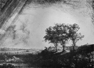 三本の木、1643 作： Rembrandt van Rijn