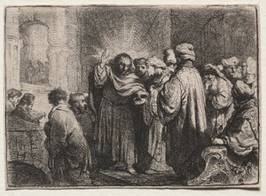 トリビュートマネー、c。 1635年。 作： Rembrandt van Rijn