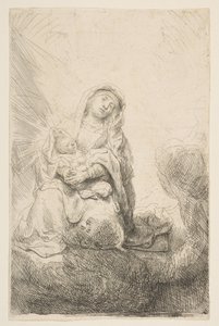雲の中の聖母と子、1641年。 作： Rembrandt van Rijn