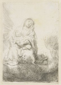 雲の中の聖母子 作： Rembrandt van Rijn