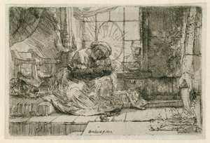 聖母子と猫と蛇 作： Rembrandt van Rijn