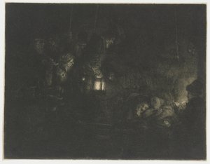 羊飼いの崇拝：夜の作品 作： Rembrandt van Rijn