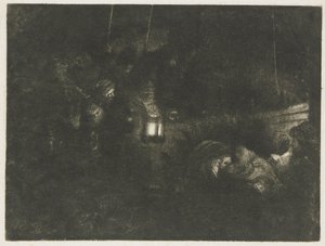 羊飼いの崇拝：夜の作品 作： Rembrandt van Rijn