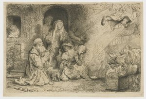 トビアスの家族を離れる天使 作： Rembrandt van Rijn
