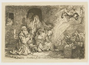 トビアスの家族を離れる天使 作： Rembrandt van Rijn