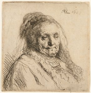 芸術家の母親、頭と胸像、1628 年。 作： Rembrandt van Rijn