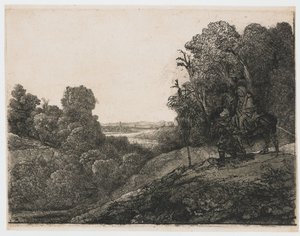エジプトへの逃避：セガーズの変更されたプレート 作： Rembrandt van Rijn