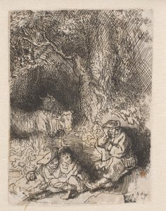 眠っている牧夫 作： Rembrandt van Rijn