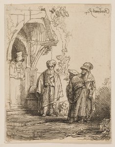 東洋の三人（ヤコブとラバン？） 作： Rembrandt van Rijn