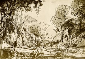 トビアスは魚を消化した 作： Rembrandt van Rijn