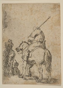 馬に乗ったターバンの兵士、ca。 1629年。 作： Rembrandt van Rijn