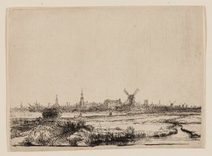 カダイクからのアムステルダムの眺め 作： Rembrandt van Rijn