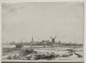 北西からのアムステルダムの眺め1640。 作： Rembrandt van Rijn