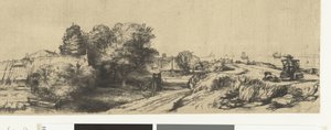 牛乳屋とコテージのあるディーメルダイクの眺め 作： Rembrandt van Rijn