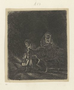 エジプトへの逃避：夜の曲 Requeil de quatre-vingt-cinq estampes originales (シリーズタイトル) 作： Rembrandt van Rijn