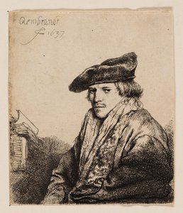 ベルベットの帽子をかぶった若者 (Petrus Sylvius?) 作： Rembrandt van Rijn