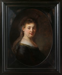 ファンタジー衣装の若い女性 作： Rembrandt van Rijn