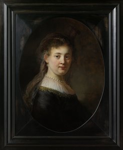 ファンタジー衣装の若い女性、1633 作： Rembrandt van Rijn