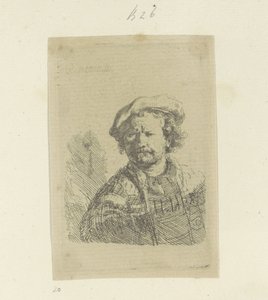 ベレー帽と装飾マントの自画像 Requeil de quatre-vingt-cinq estampes originales (シリーズタイトル) 作： Rembrandt van Rijn
