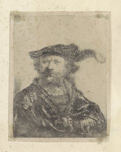 羽毛ベルベット ベレー帽の自画像 Requeil de quatre-vingt-cinq estampes originales (シリーズタイトル) 作： Rembrandt van Rijn