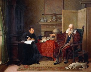 ガリレオ・ガリレイ (1564-1642) アルチェトリの秘書に観察を口述する (絵画)