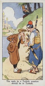東洋のことわざ。トルコ語の質問にはトルコ語で答えるべきだ（カラーリトグラフ 作： René Bull